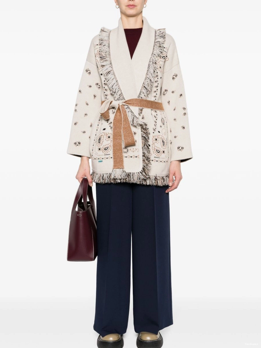Affordable Women paisley-jacquard frayed cardigan Alanui 0418